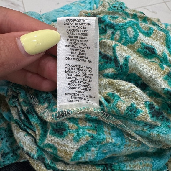 Antica Sartoria Boho Dress Aqua Green OS Bell Sleeve Beach Resort Travel - Picture 10 of 14